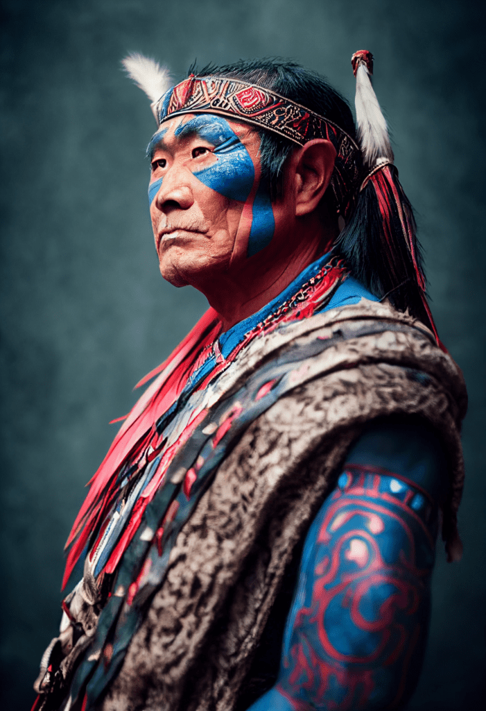 portrait photo of a asia old warrior chief