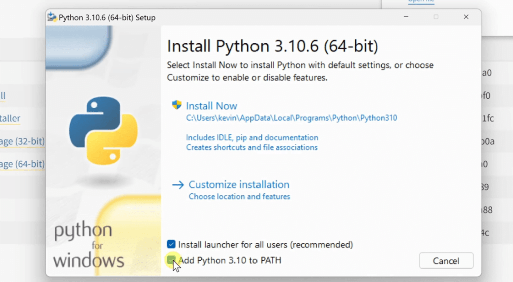 install python