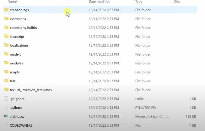 Once you have cloned the repository, click back into File Explorer, and you will see a new folder called "Stable Diffusion Web UI." 