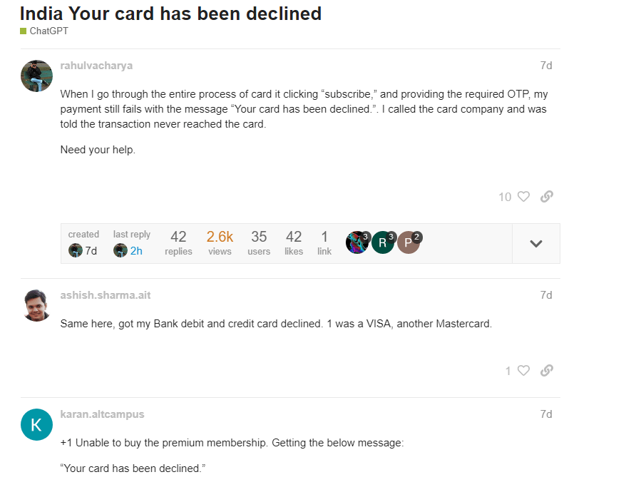 chatgpt support card declined