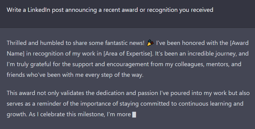 LinkedIn Post Writing Prompts for Showcasing Achievements