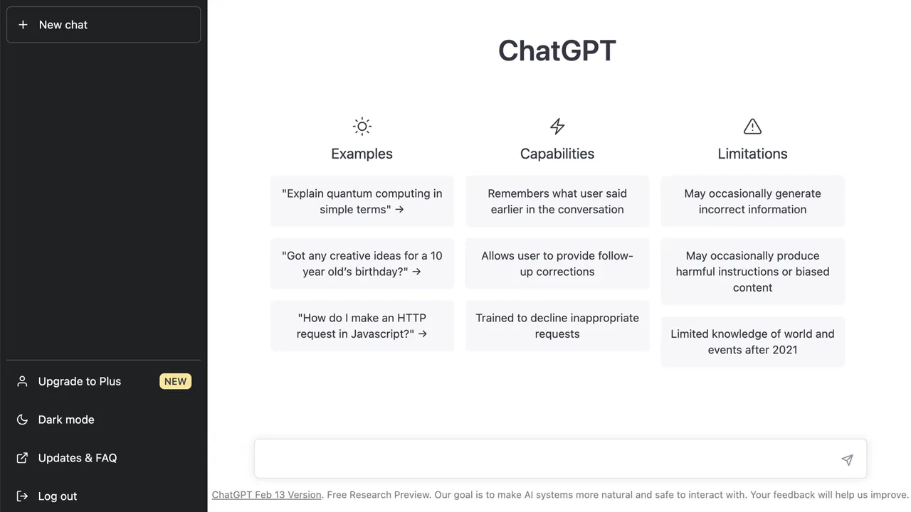 ChatGPT home page