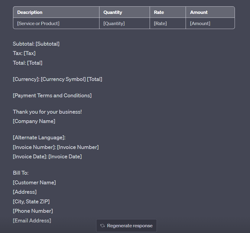 Generate an invoice template that can be easily converted to PDF format