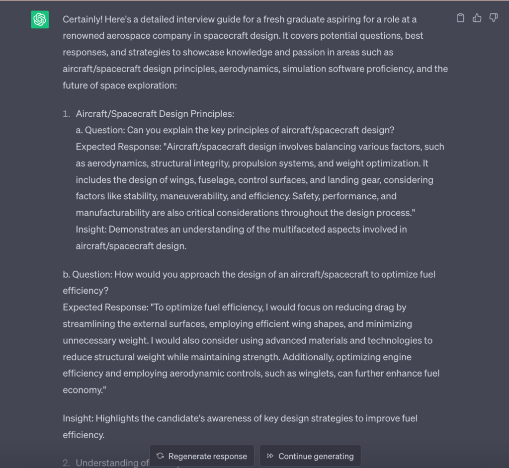 ChatGPT prompts for Aerospace Engineer interview questions
