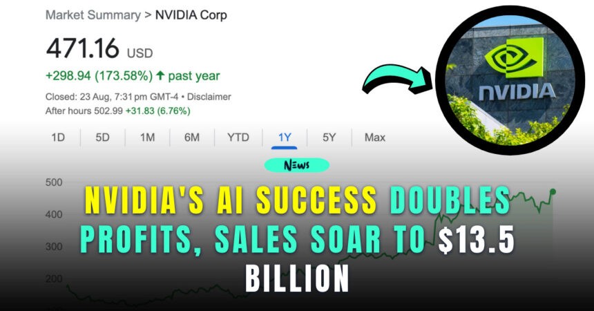 nvidia's ai success doubles profits, sales soar to $13.5 billion