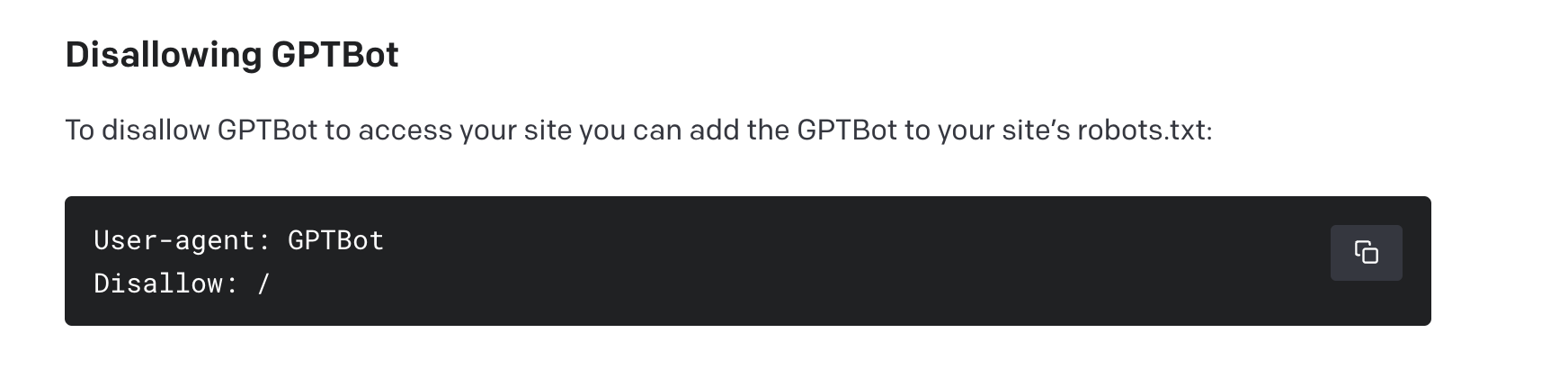 GPTBot disallow rule