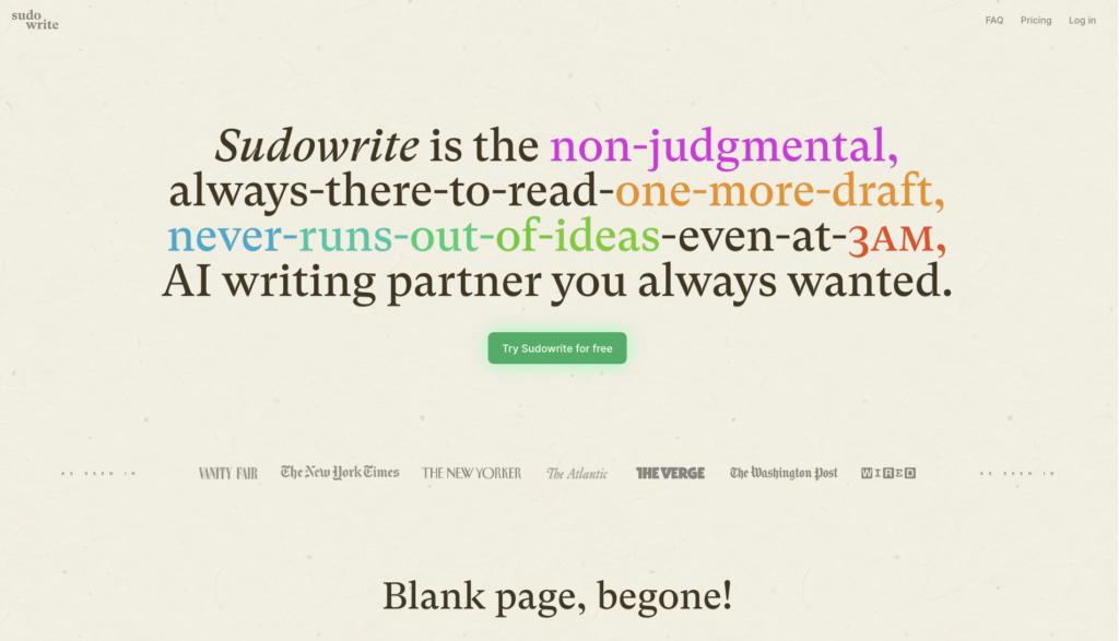 Sudowrite AI tool