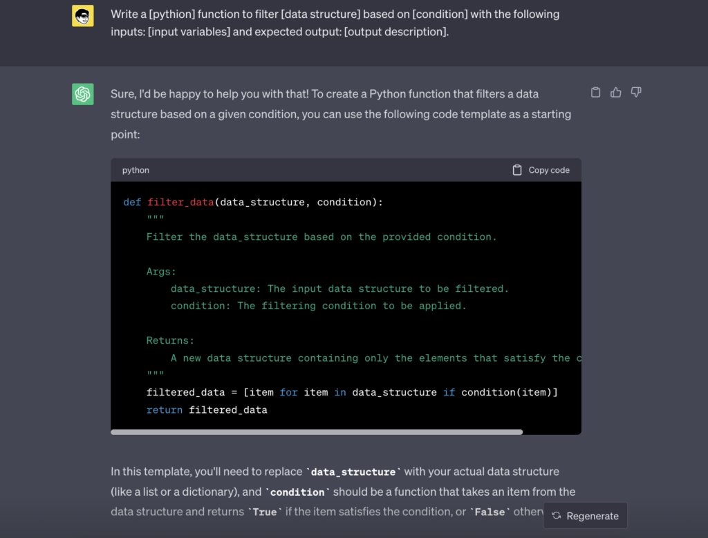 Generating code with ChatGPT