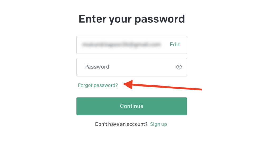 Click the Forgot Password to troubleshoot ChatGPT login error