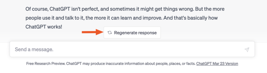 CHATGPT Regenerate Response