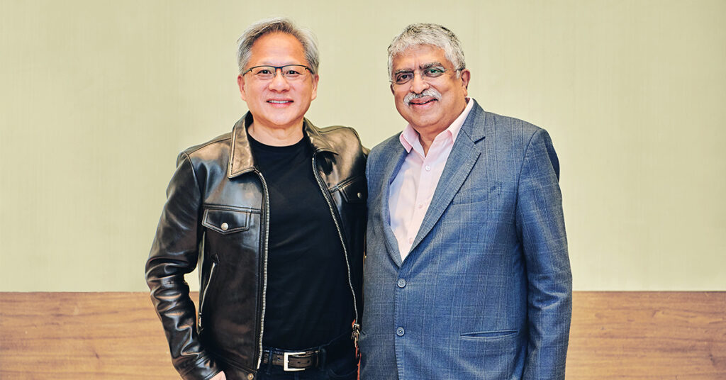 NVIDIA CEO Jensen Huang with Infosys co-founder Nandan Nilekani