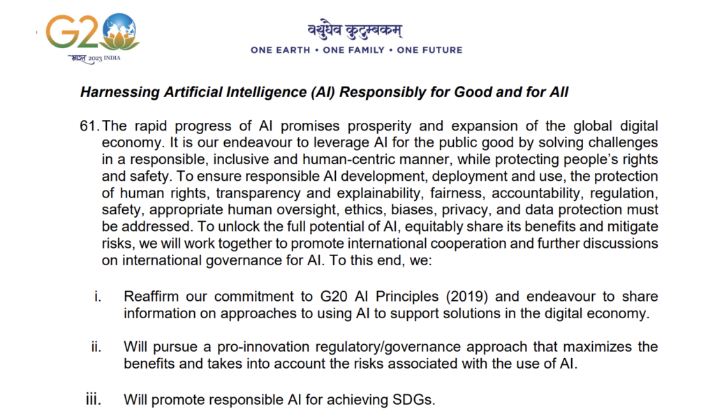 Screenshot from the G20 Declaration Highlighting