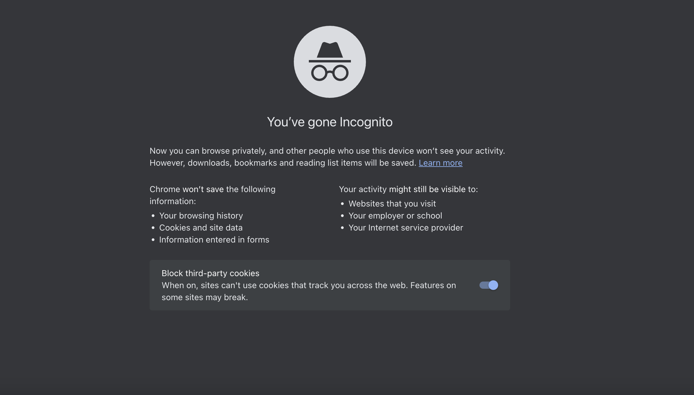 incognito mode in Chrome