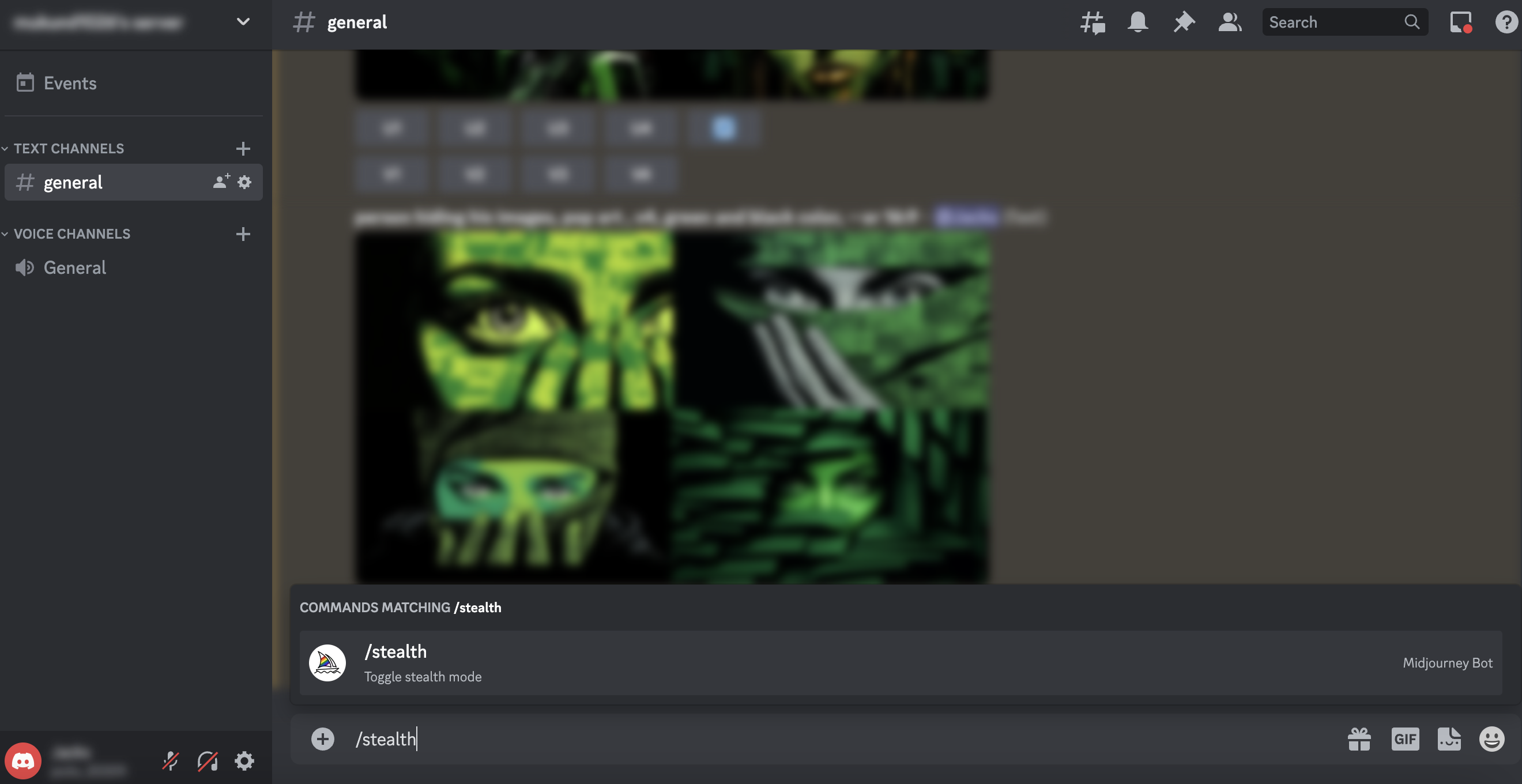 type /stealth or /private in any Discord channel to turn on stealth mode