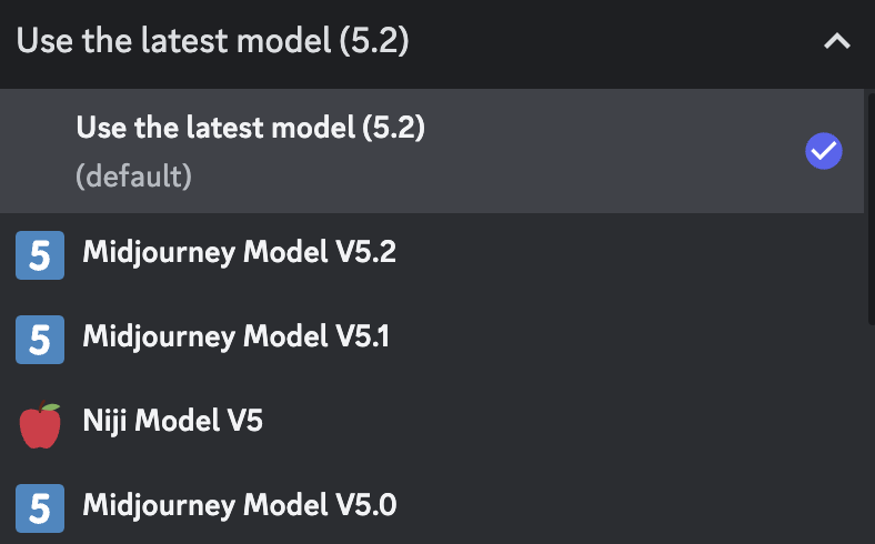 Midjourney Version settings