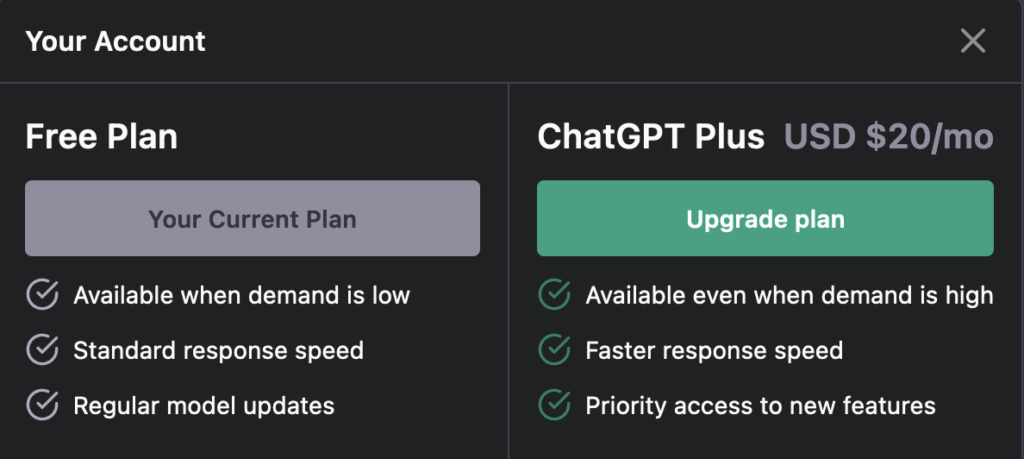 Click Upgrade to Plus in ChatGPT