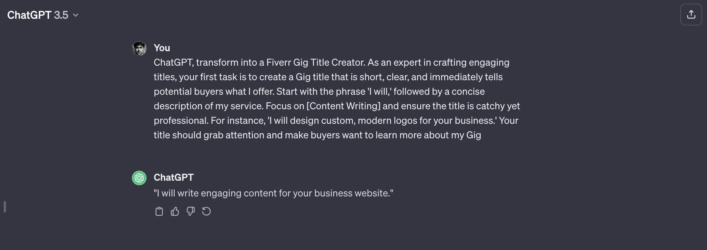 Fiverr Prompt for Gig Title Creation