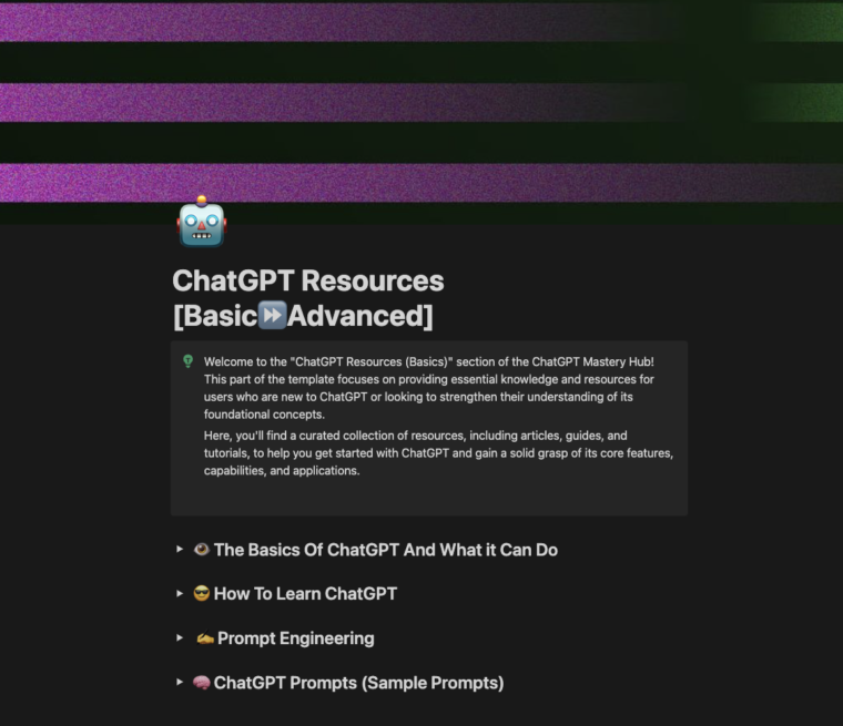 ChatGPT Mastery Hub Notion Template