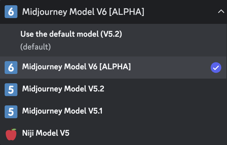 Change version to v6 in Midjourney