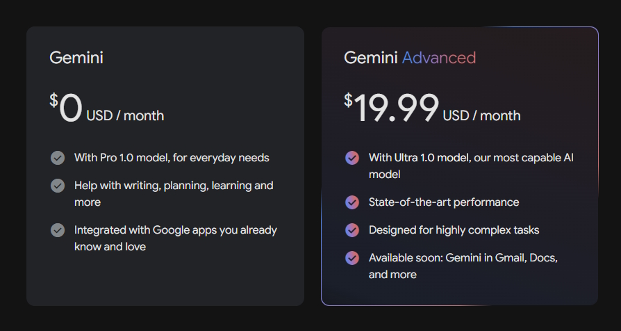 Gemini Advanced Pricing