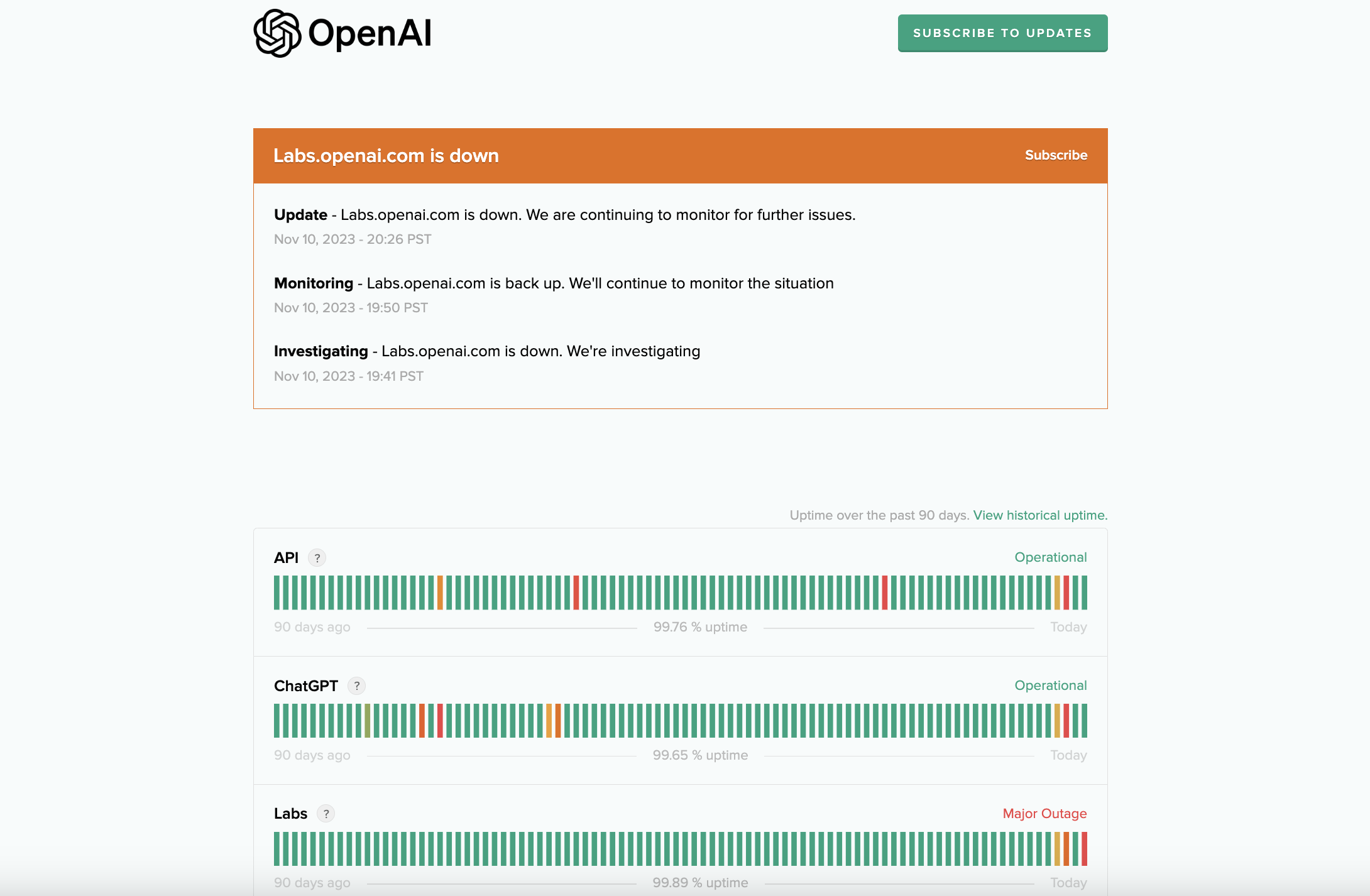 openai status page