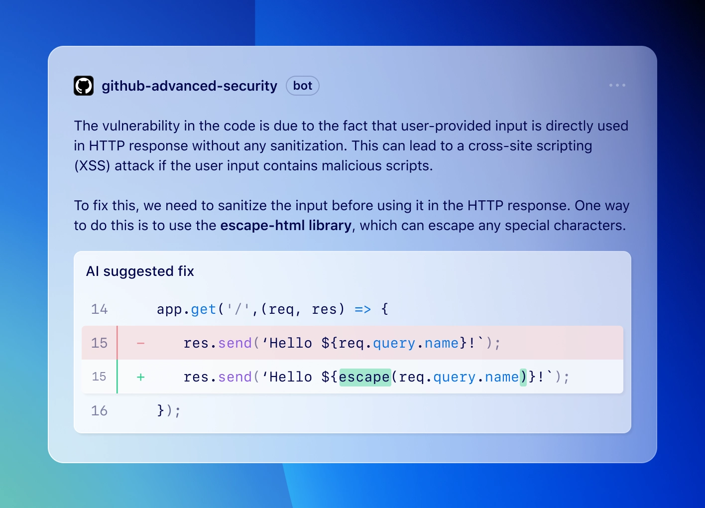 code scanning autofix